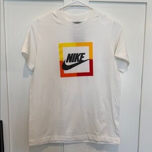 Nike White Short-Sleeve Tee with Gradient Logo Square